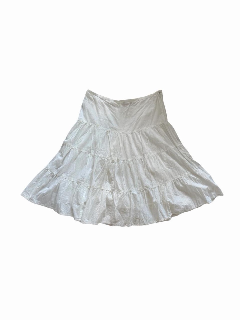White Tiered Cotton A-Line Skirt